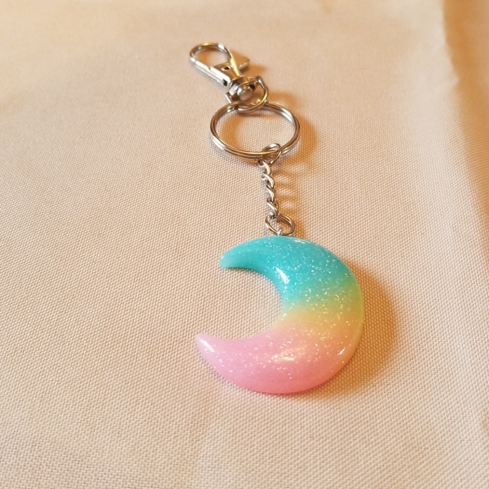 Rainbow Moon Keychain